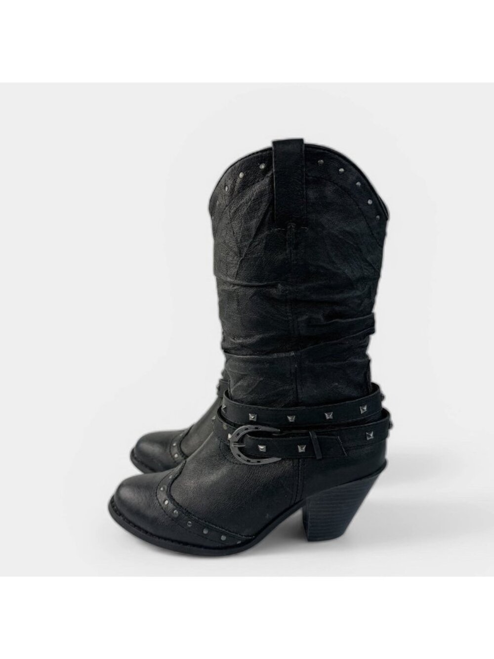 Dingo Black Nyna Slouch Western Boots Womens 7M